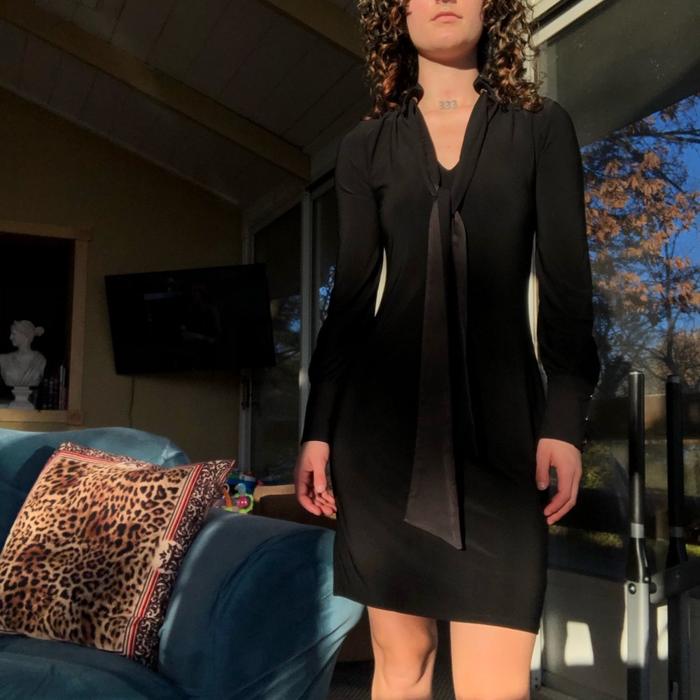 Black neck tie dress